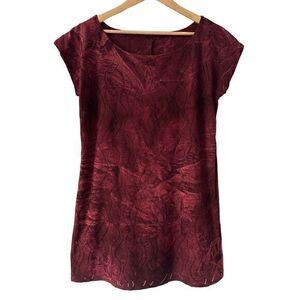 Pursuit Swim Burgundy Tie Dyed Scoop Neck Short Sleeve Midi Nylon Dress Size L